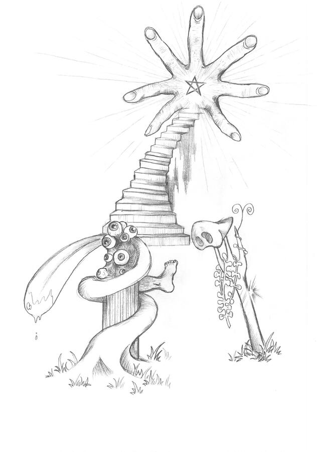 Parts - At one point I wanted to draw something that would evoke strange, unpleasant sensations, yet be so exaggerated it couldn’t be taken entirely seriously. This is body horror that’s almost a parody of itself.