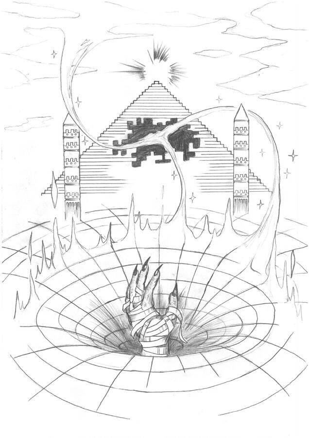 Broken Pyramid - I combined imagery related to the mysteries of ancient Egypt. The theme wasn’t to explain, but to raise the question: what exactly is happening here?