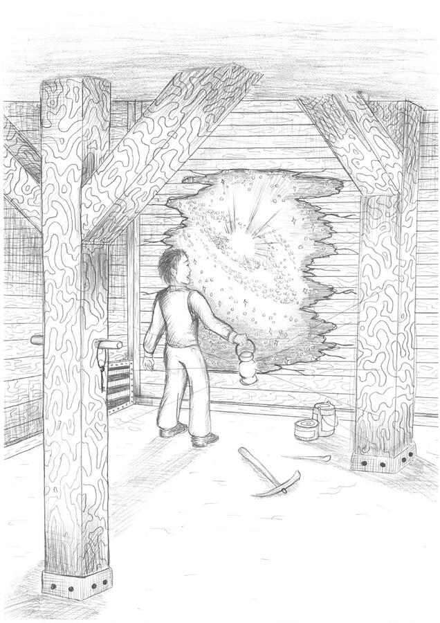 Secret in the Basement - There are philosophical and mathematical problems; the value of this drawing is that it reveals an artistic one, which I discuss later in this page.