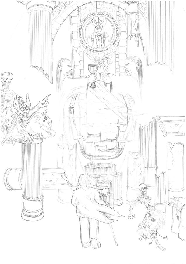 Vampire Temple - This one carries no deep symbolism, but it’s an early example of a recurring theme of mine: people walking toward the unknown. It can be equally terrifying or wondrous - a step into the twilight.